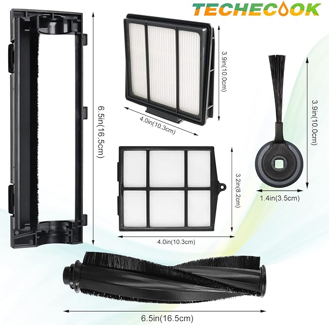 Replacement Parts for Shark ION Robot AV751 AV752 AV753 S87 R85 RV850 RV851WV robot vacuum replacement parts by Techecook - 10 Side Brushes, 5 Hepa Filter, 2 Main Brushes, 1 Filter Guard, 1 Pre-Filter