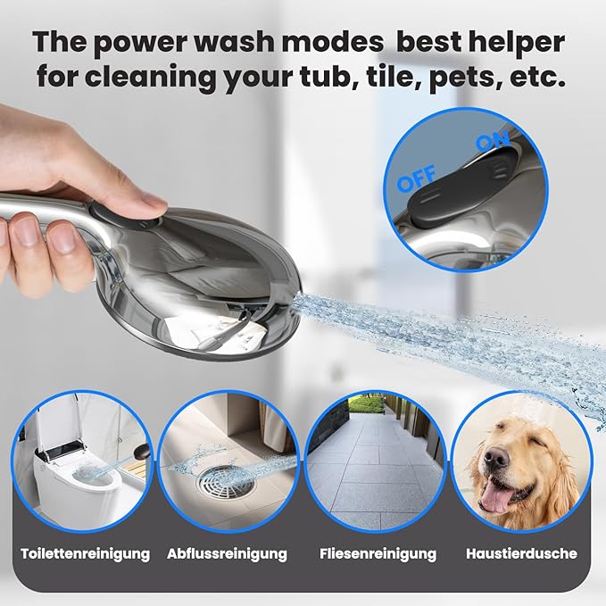 Filtered Shower Head with Handheld,7 Spray Settings High Pressure Showerhead Built in Power Wash to Clean Tub, Tile & Pet, Showerhead with Filters for Hard Water - Remove Chlorine, (Chrome)