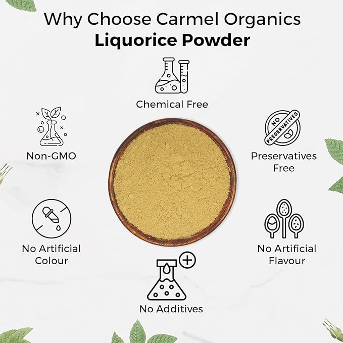 CARMEL ORGANICS Licorice Root Powder - 8 Ounce | Herbal Supplement | Natural Sweetener and Digestive Aid | Non-GMO | No Added Preservatives & Additives