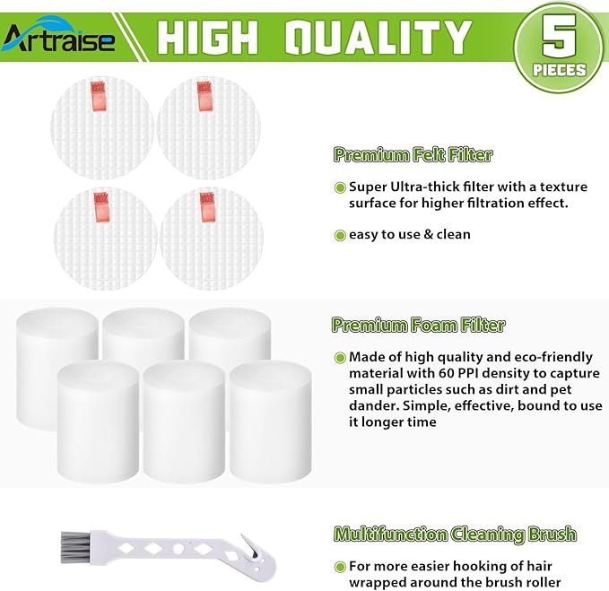 Artraise Filter Replacement for Shark IQ Robot Vacuum R101AE RV1001AE AV912S AV1010AE RV1000 AV970 AV993 AV1002AE Self-Empty Base, Compare to Part # 106KY1000AE (6 Pack)