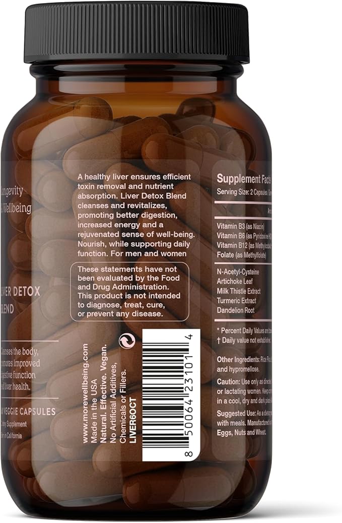 More. Longevity & Wellbeing Liver Support & Cleanse – Potent Extract-Based Formula with Antioxidants and Amino Acids – Liver Health & Digestive Balance – 60 Capsules (Made in USA)