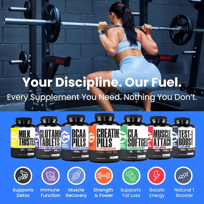 Crazy Muscle Milk Thistle Matrix, Standardized Milk Thistle Supplement for Liver Function, Health & Detox, Cleansing Formula for Metabolism, Supports Healthy Diet, 60 Servings, Pills
