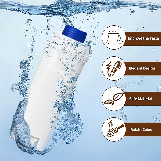 Coffee Machine Water Filter Compatible with Delonghi Filter DLSC002,ECAM, ESAM, ETAM, BCO, EC, EC680, EC800,Coffee Machine Filter Cartrige Replacement with Activated Carbon (4 PACK)