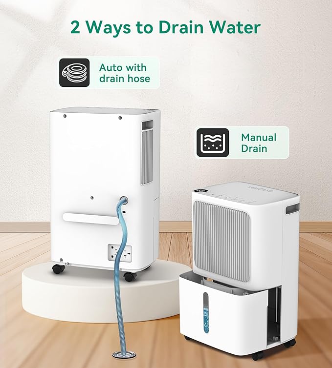 2500 Sq.Ft Dehumidifier for Basement with Drain Hose Max 34 Pints, Dehumidifiers for Home,Bathroom,Large Room, Bedroom, Three Modes, Intelligent Humidity Control, Dry Clothes, 24HR Timer