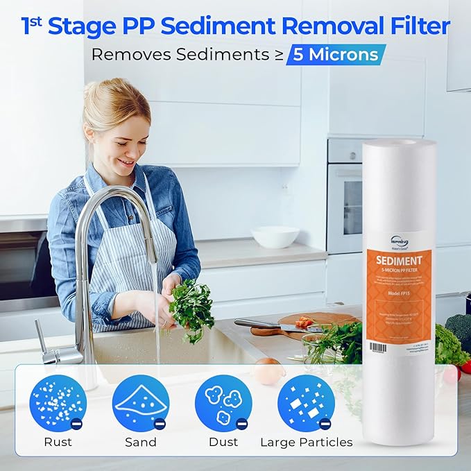 iSpring F7KU75 NSF Certified Replacement Under-Sink Water Filter Cartridges Set for 7-Stage 75 GPD Membrane Reverse Osmosis RO Water Filtration Systems with Alkaline Mineral Filter and UV Bulb