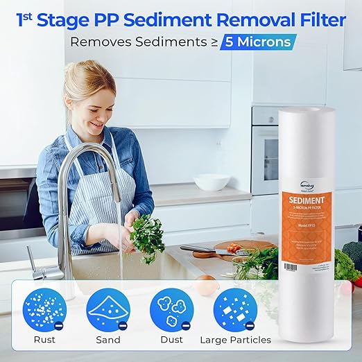iSpring F3 NSF Certified 6-Month Prefilter Replacement Water Filter Cartridge Pack Set for Standard Reverse Osmosis RO Systems