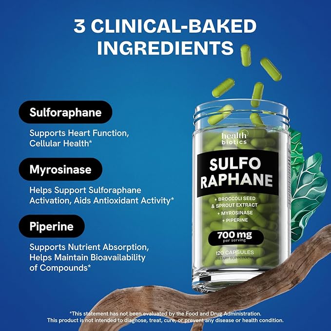 Sulforaphane Supplement Organic Broccoli Sprouts | Stabilized Sulforaphane Kids & Adult | from Broccoli Florets & Seeds | Organic Sulfur Supplements 480 Pills | 4 Packs