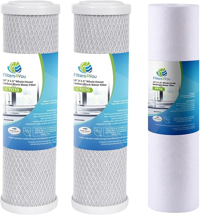 2-Pack Replacement for WaterPur CCI-10-CLW Granular Activated Carbon Filter - Universal 10-inch Cartridge for WaterPur Clear Water Filter Housing