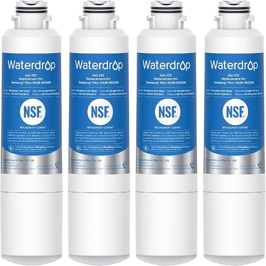 Waterdrop DA29-00020B Refrigerator Water Filter, Replacement for Samsung HAF-CIN/EXP, DA29-00020B-1, Reduce Lead, Benzene, Chlorine, bad Taste and Odor, 4 Filters(Package May Vary)