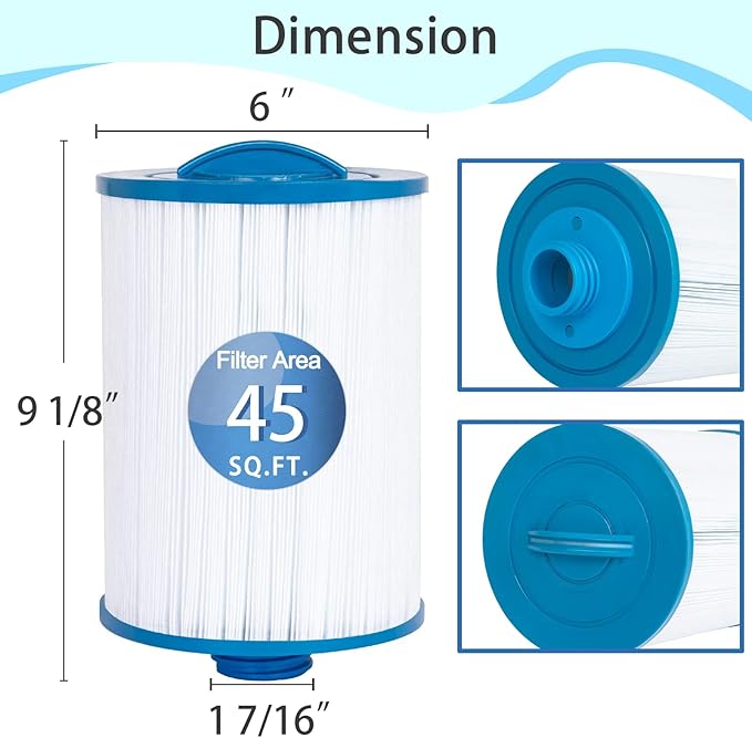 Future Way Hot Tub Filter Replacement for Pleatco PWW50P3(1 1/2" Coarse Thread), Unicel 6CH-940, Filbur FC-0359, Waterways 817-0050, Viking Spa Filter, Screw in SAE Thread Filter, 45 Sq.Ft, 2 Pack