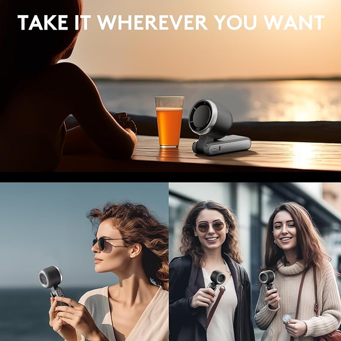Foldable Handheld Fan, Portable High Speed Rechargeable 10000mAh Mini Turbo Fan, Digital Display, 5 Speed Adjustable Personal Small Pocket, Gifts for Women Men Travel Camp Outdoor Office