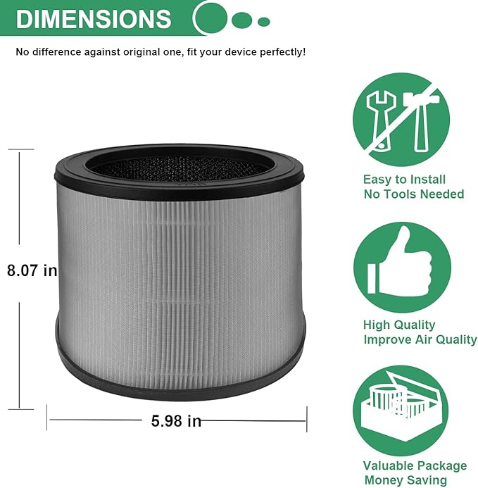 Replacement Filter Size O 1712-0100-00 Compatible with Winix A231 and A230 Air Purifier 1712-0100-00, 3-in-1 H13 Grade Filtration + Activated Carbon Filter, 2-Pack