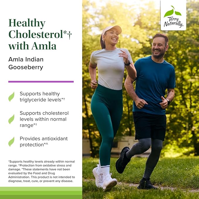 Terry Naturally Healthy Cholesterol with Amla - Antioxidant Supplement for Immune & Heart Support - Supplement to Aid Healthy Cholesterol & Triglyceride - 60 Capsules
