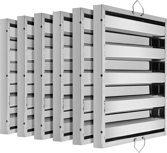 New Star Foodservice 54385 Stainless Steel Hood Filter 20" W x 20" H, Set of 6