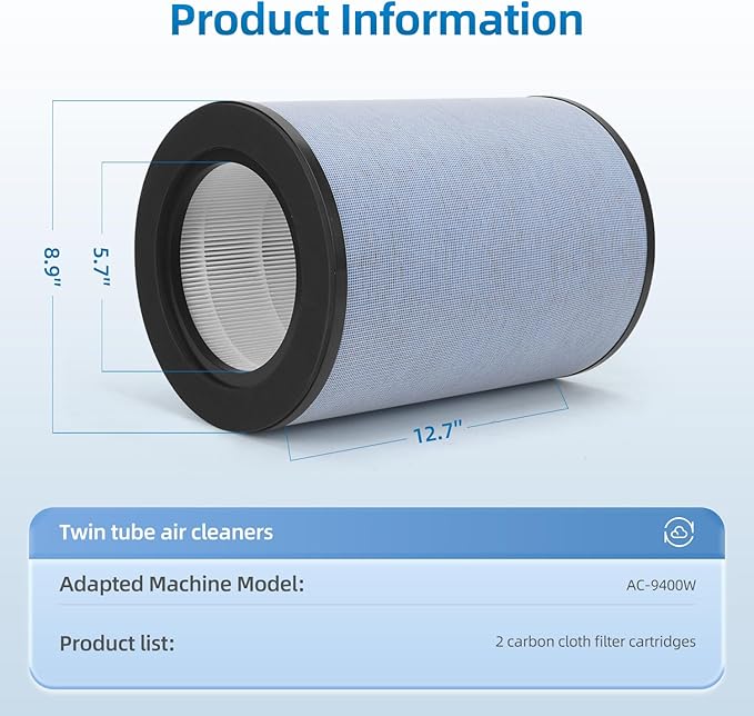 FLT9400 Replacement Filter Compatible with GermGuardian AC9400W AC9600W Air Purifier, K 360° True HEPA H13 Activated Carbon 4-Stage Filtration (2-Pack)