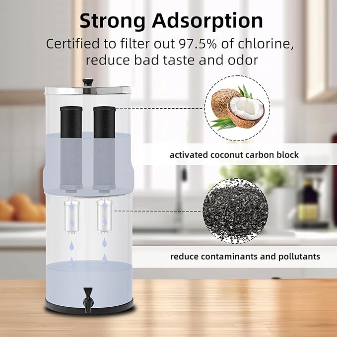 Water Filter Replacement for Berkey® BB9-2® Purification Elements Black Filter, Compatible with Berkey® Gravity Fed Water Filtration System, Pack of 2