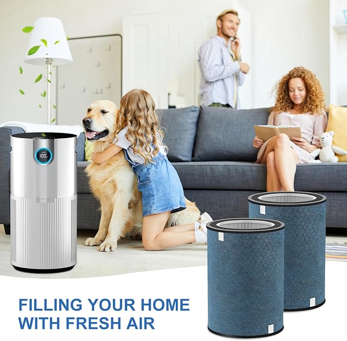 HP301 HP302 Replacement Filter 2Pack Compatible with Shark HP300 Series &HC502 Air Purifier MAX,HP200 Series HP202 HP201 &HP232 Filter Cleans Up to 99.98% Particles #HE2FKBAS,HE2FKBASMB