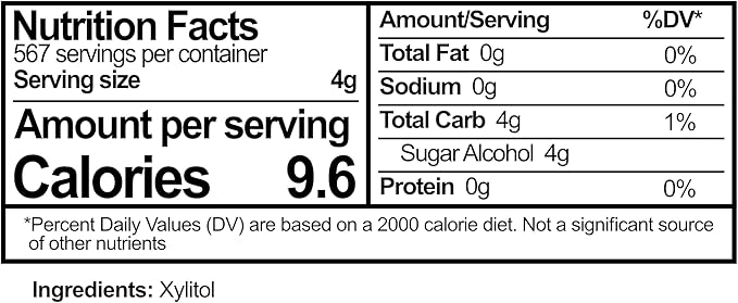Epic 100% Xylitol Sweetener - 5 Pound Zipper Pouch of Xylitol Sugar Substitute for Baking & Cooking - Diabetic-Safe, Non-GMO, Keto-Friendly - 40% Less Calories Than Sugar
