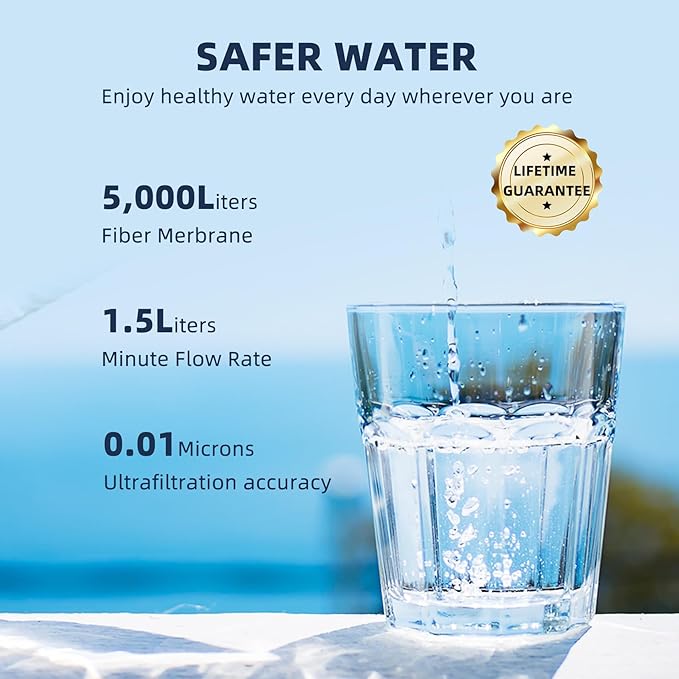 Source Manufacturer Large Water Filtration System Survival - Hand Pump Water Filter, High Volume Water Purifier Camping, Outdoor Portable Group Military Grade