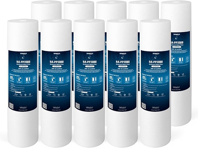 Big Sediment Replacement Water Filters 5 Micron 4.5” Cartridges Set of (10, 20 Inch)