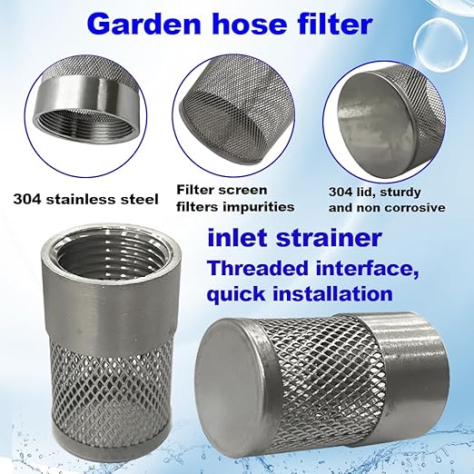 3/4" inch SUS304 Stainless Steel Filter Head with Internal Thread Diameter of 25mm Connected to DN20 3/4" Water Pipe Filter Used to Remove Debris and Reduce Solid Entry