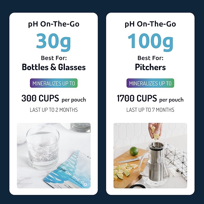 pH ON-The-GO Alkaline Water Filter Pouch- Portable Alkaline Water Filtration System for Your Bottle, Pitcher, Jug, Container - High pH Water - Long-Life 400 Litre/105 Gallon (3-Pack)