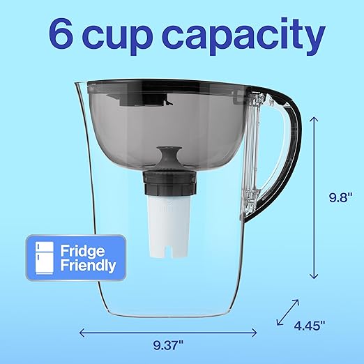 Brita Small 6 Cup Water Filter Pitcher, 1 BritaPlus Filter, Metro, Black (Package May Vary)