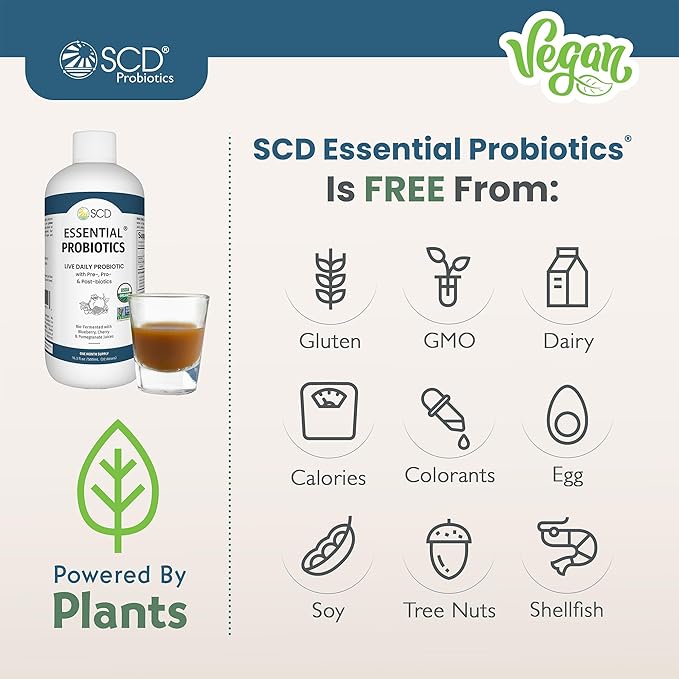 SCD Essential Probiotics for Women, Men, Kids and Toddlers, Live Probiotic for Digestion and Immunity, Gut Health Liquid Probiotic Supplement with 11 Strains – 16.3 fl oz by SCD Probiotics