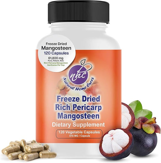Mangosteen Pericarp Capsules – Organic Freeze Dried Powder Strength, Rich in 56+ Potent Xanthones & Flavonoids, High ORAC – 120 Veggie Capsules