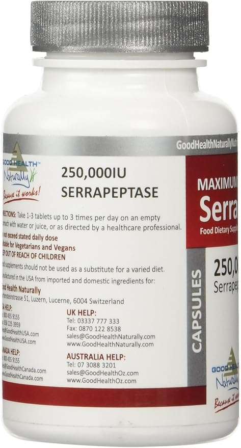 Serra Enzyme Serrapeptase Supplement - Clear Lungs and Sinuses, Proteolytic, Digestive Cleanse | 250,000 IU - Maximum Strength | 90 Capsules