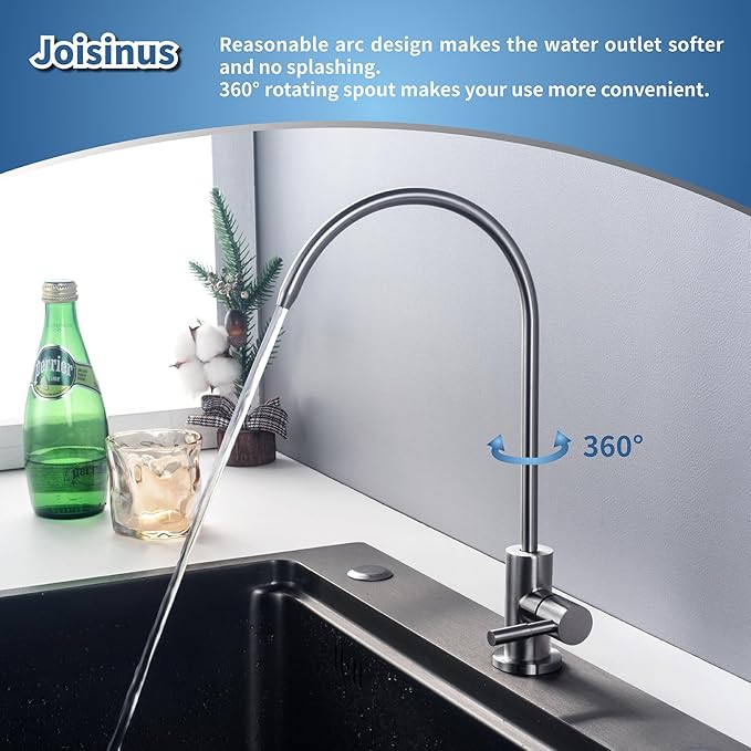 Water Filter for Sink Faucet, Kitchen Water Faucet for Non-Air Gap Reverse Osmosis Water Filtration System Bar Sink Faucet SUS304 Stainless Steel Brushed Nickel