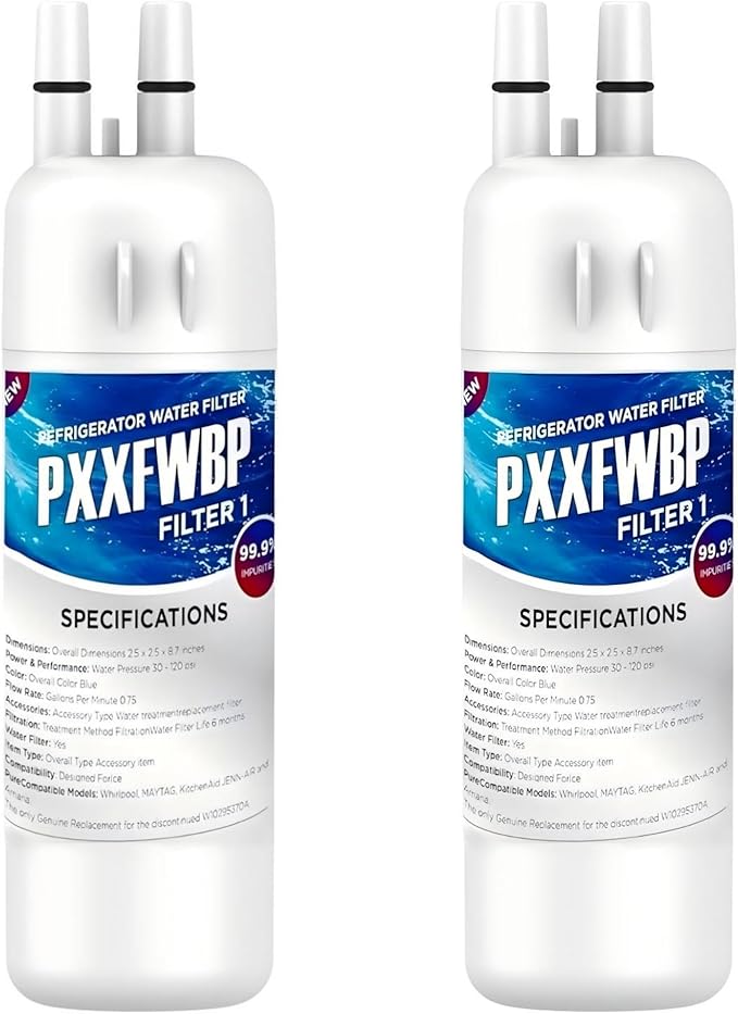 Replacement water filter and EDR1RXD1, Filter 1, EDR1RXD1B, W10295370, WHR1RXD1, KAD1RXD1, P4RFKB2, P8RFWB2L, 46-9930,46-9081 compatible is water filters(2Pack)