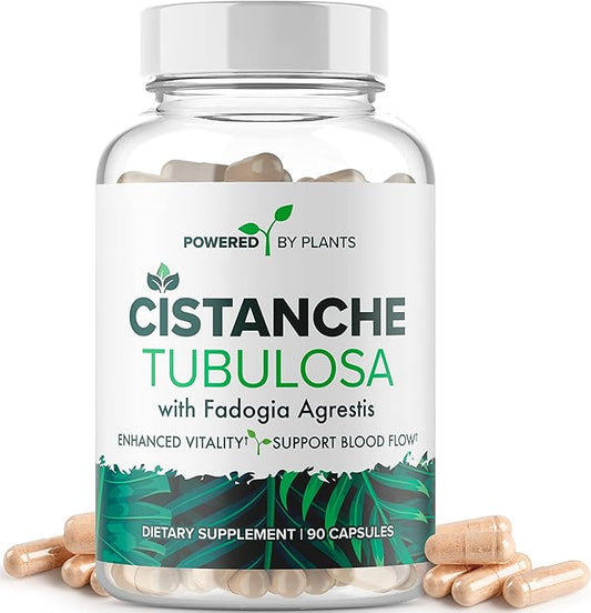 Cistanche Tubulosa with Fadogia Agrestis - Promotes Vitality - Natural Supplements for Men & Women with Bioperine by Powered X Plants, 90 Servings