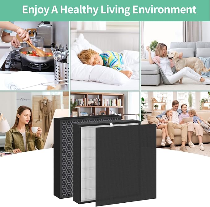 3-Pack Fit50 Replacement Filter Compatible with FF50 for BreatheSmart Fit50 Purifier, 3×3-in-1 Filters + 3×Pre-Filters