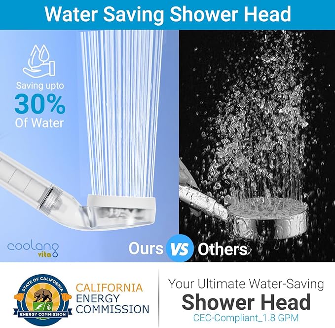 One Shower Head - CEC-certified, High-Pressure, Low Flow, Water Purification, Dual Filtrations *Note:Hose and bracket not included. Purchase separately!