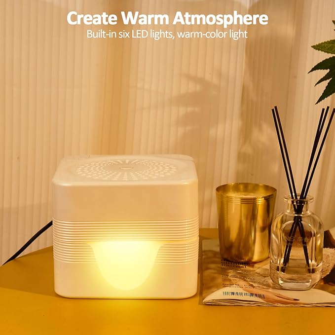 Water-Based Air Purifier Air Washer, Air Revitalizer with Filter Net, Air Fresher with Warm Color LED Night Light, Small Air Cleaner for Home and Office, Aroma Diffuser for Smoke & Pet