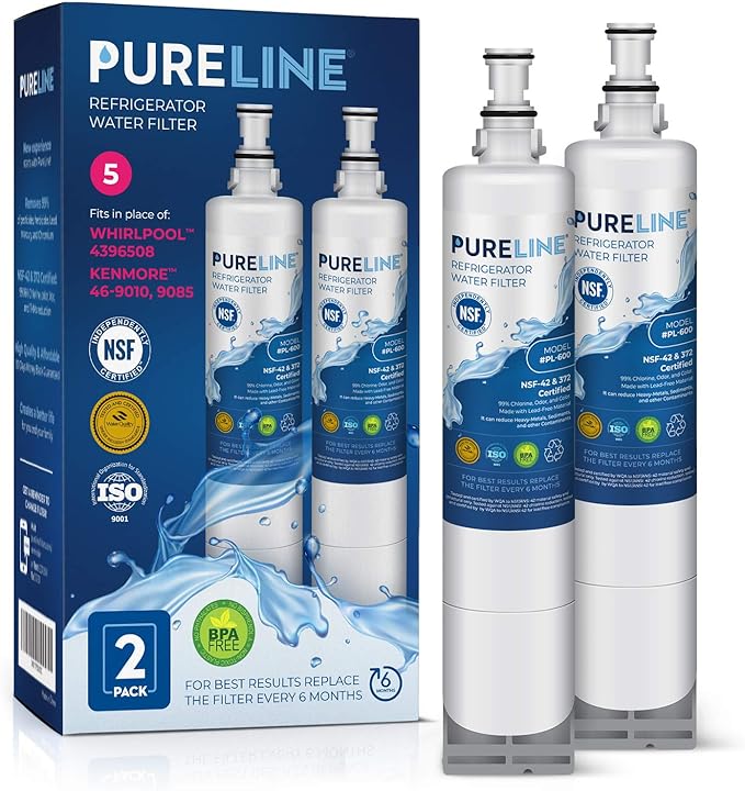 Pureline EDR5RXD1, 4396508 Replacement for Whirlpool 4396508, EDR5RXD1, EveryDrop Filter 5, Refrigerator Water Filter - Reduces Bad Taste & Odor