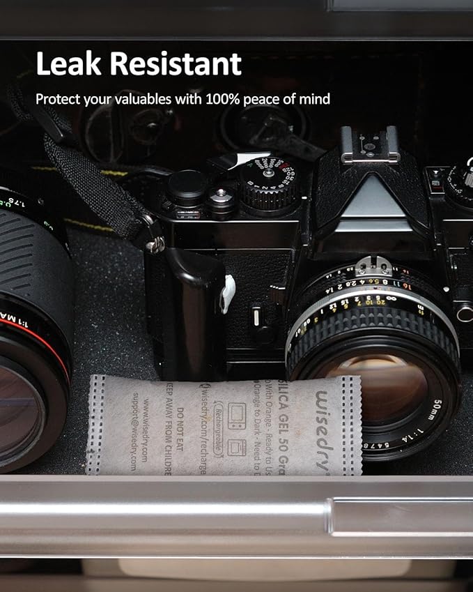 wisedry 50 Gram [6PACKS] Rechargeable Silica Gel Desiccant Packets Fast Reactivate Desiccant Bags Orange to Green indicating for Air Dryer Food Grade