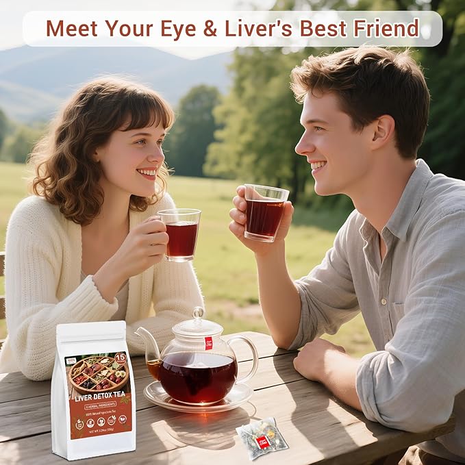 Liver Detox Tea, Liver Cleanse Detox & Repair Tea, 11 Precious Ingredients Formula, with Premium Ginseng, Mulberry & Chrysanthemum, Plastic-Free, Caffeine-Free, No Additives & Non-GMO(30 Bags/2 Pack)