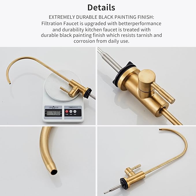 Drinking Water Faucet for Kitchen Sink, Kitchen Water Filter Faucet Stainless Steel for Reverse Osmosis or Water Filtration System Beverage Non-Air Gap RO Faucet Brushed Nickel Finish