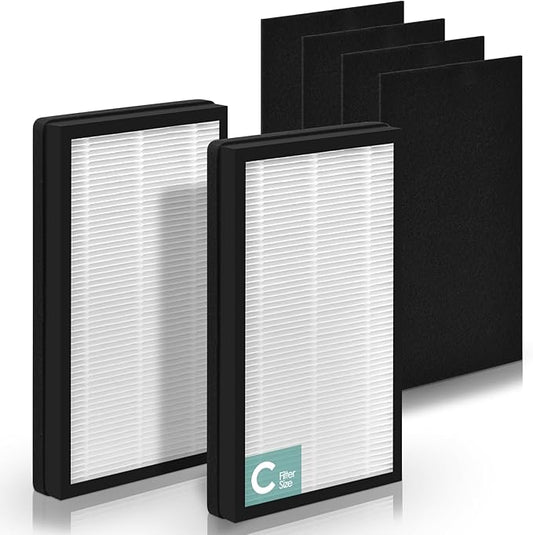 Idylis Air Purifier Replacement Filter C for Filtrete and Idylis IAP-10-200 IAP10200 [C+C] IAP-10-280 IAP10280 [C+D] Air Purifier with Idylis Air Filters IAF-H-100C, 2 HEPA & 2 Extra Carbon Pre-filter