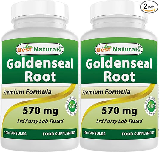 Best Naturals Goldenseal Root 570 mg (Non-GMO) 100 Capsules (100 Count (Pack of 2))
