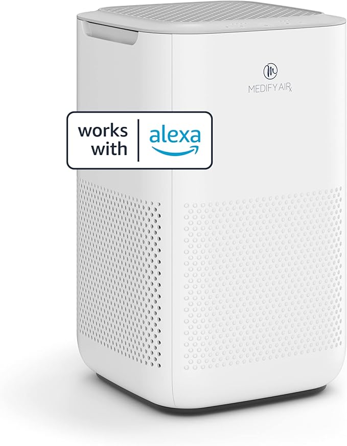 Medify MA-15 SMART Air Purifier | True HEPA H13 Filter | Works with Alexa, Certified for Humans | 660 ft² in 1hr for Removal to 0.1 microns for Wildfire Smoke, Odors, Pollen, Pets | White,1-Pack