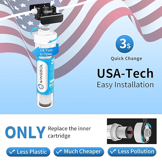 WINGSOL Jumbo Under Sink Water Filter with Faucet, NSF/ANSI 53&42, Reduce 99.99% Lead, Chlorine, Sediment, Mineralize & Alkalize Water, 24K Gallon Long-Lasting, Quick Change, Life Indicator