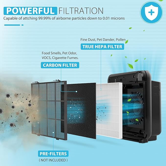 Colorfullife AP-1512HH True HEPA Replacement Filter H13 Compatible with Coway Airmega AP-1512HH Air Purifier and Airmega 200M Air Purifier, Item NO #3304899 (2 HEPA + 8 Carbon Filters)
