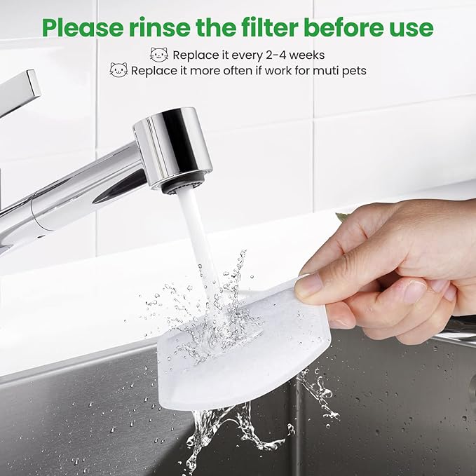 12 Pack Replacement Filters for D60 100oz/3L Automatic Pet Fountain, ZEKIRY Carbon Cat Water Fountain Filters, Triple Filtration Pet Fountain Filter Replacement(6Pcs Pump Filters)