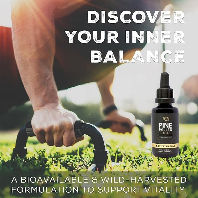 Surthrival: Pine Pollen Gold Extract (1 fl oz), Wild Harvested, Energy Restoration