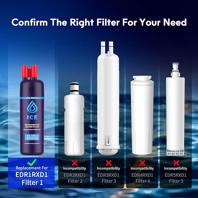 BELVITA Plus NSF/ANSI 53 Certified Water Filter Compatible with W10295370A, EDR1RXD1, WHR1RXD1, KAD1RXD1, Filter 1, W10295370, P4RFWB, P8RFWB2L, 46-9930, 46-9081 Refrigerator Water Filter, 3 Pack