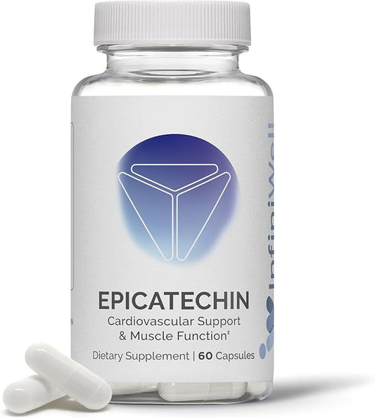 InfiniWell Epicatechin Supplement - Support Muscle Building & Nitric Oxide Production - Promote Healthy Protein Synthesis, Exercise Recovery, Antioxidant Support & Cognitive Function (60 Capsules)