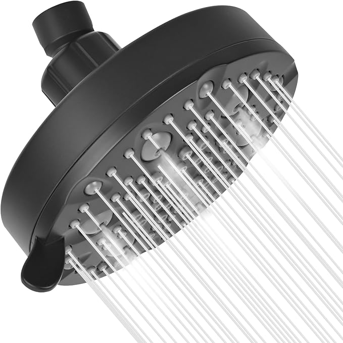 OFFO Shower Head, High Pressure Shower Head with Pause Mode, 9 Mode Fixed Showerheads for Strong Water Flow & Relaxing Shower Experience, Matte Black